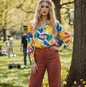 Vintage 80's colourful blouse size 6